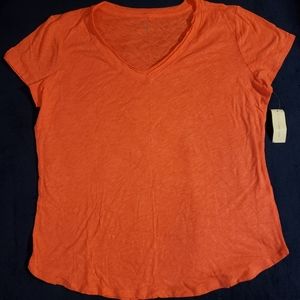 XL NY&CO Peach V-neck Cotton Tee
